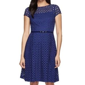 Ellen Tracy eyelet belted dress